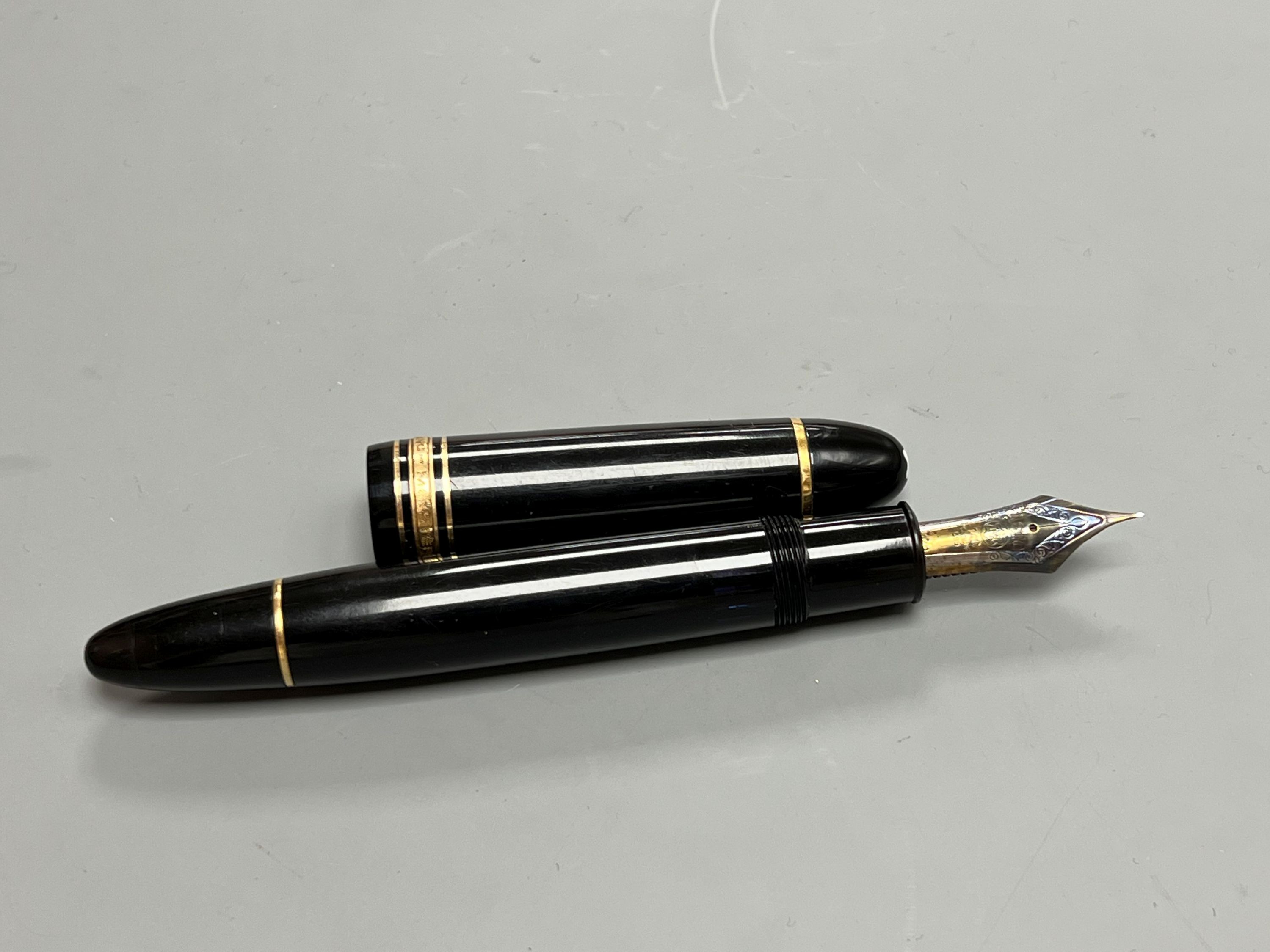 A Mont Blanc Meisterstuck fountain pen.